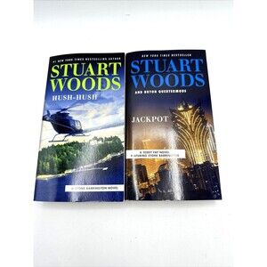 Lot of 2 Stuart Woods Tall Rack Paperback Hush-Hush and Jackpot- NEW